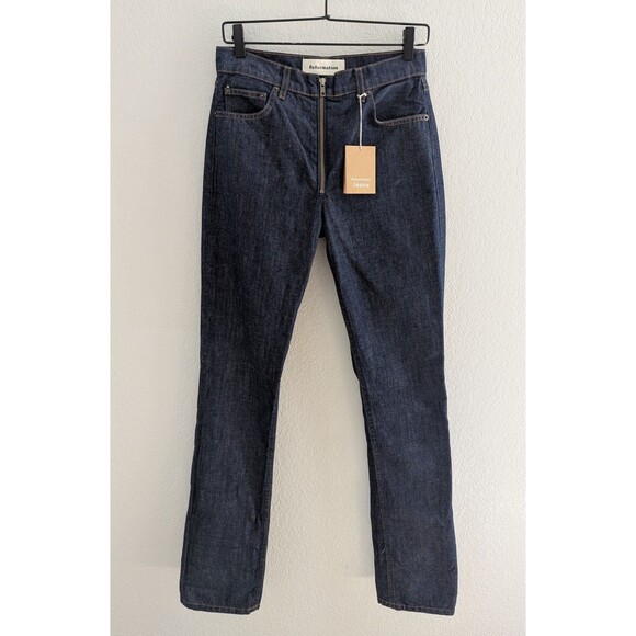 Reformation Brooke High Straight Zip Jeans Women's Size 27 Volta Blue Denim NWT - Picture 1 of 7